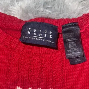 Liz Claiborne red and white snowflake 100% cotton Christmas sweater size‎ large thumbnail 3