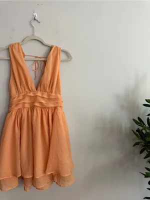 Abercrombie & Fitch Orange Sleeveless V-Neck Plunge Mini Dress SIZE S thumbnail 6
