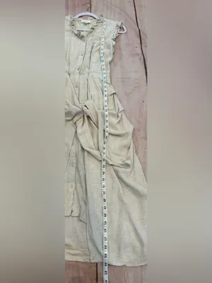 MABLE Beige Linen Draped Corpcore Button-Down Midi Dress S Wrap Anthro thumbnail 7