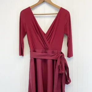 Alfred Sung Jersey‎ Mikado Gown Dress Womens 4 Burgundy Formal Holiday Gala thumbnail 4