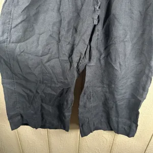 J Crew Wide Leg Seaside Pants Womens Sz XL Black Linen Pull On Lagenlook Coastal thumbnail 3
