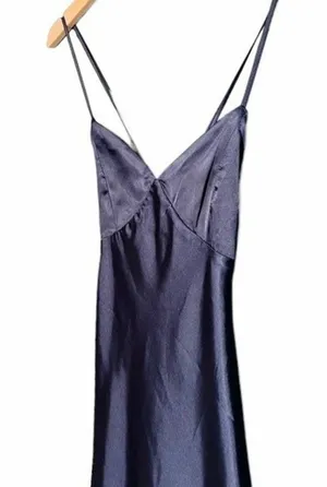 Lulus Dress One Last Glance Satin Backless Slip Dress Navy Blue Size Medium thumbnail 8