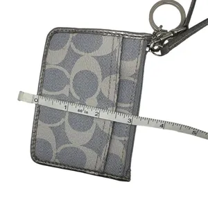 COACH Gray Coated Canvas Card Holder Wallet Wristlet thumbnail 8