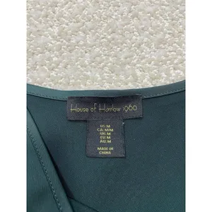House of Harlow 1960 Green Satin V-Neck Slip Midi Dress Adjustable Straps M thumbnail 8