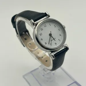 Women’s Silver Classic Quartz Watch Black Leather Working thumbnail 3
