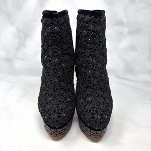 Charlotte Olympia Damsel in Distress Castle Tower Heel Crochet Platform Boots 38 thumbnail 5