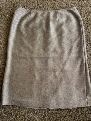 Silver color-Classic Women's Neutral Pencil Skirt -mixed with wool thumbnail 2