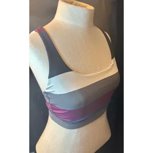 Lululemon Free To Be Wild Sports Bra Striped Purple Grey Strappy Yoga Bra thumbnail 2