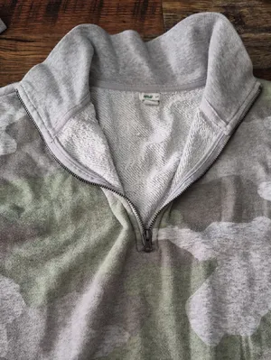 aerie Oversized Gray & Light Green Camo Half-Zip Sweater thumbnail 4