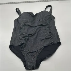 Elegant Black and White Polka Dot Women's One Piece Swimsuit thumbnail 15