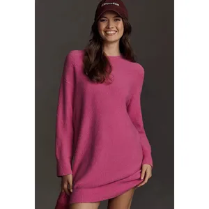 Daily Practice Anthropologie Pink Fuzzy Sweater Dress Medium Cozy‎ Lounge thumbnail 3