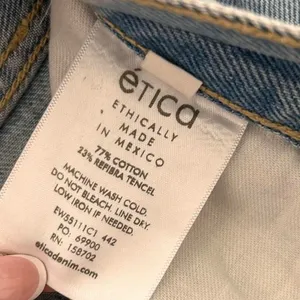 etica devon crop wide leg light wash jeans| sz 25 raw hem eco denim thumbnail 7