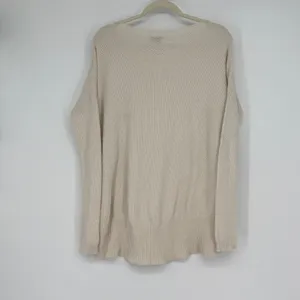Theory Cream Cotton‎ Cashmere Knit Sweater Womens M Hi Low Hem thumbnail 2