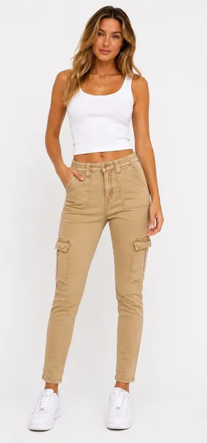 American Eagle Outfitters Khaki Skinny Cargo Pants thumbnail 1