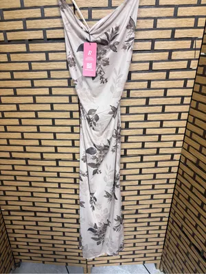 Rowme Tan Mesh Floral Midi Dress Size Small thumbnail 4