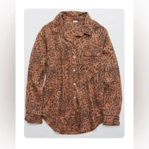 Aerie Leopard Print Button Up Shirt thumbnail 2