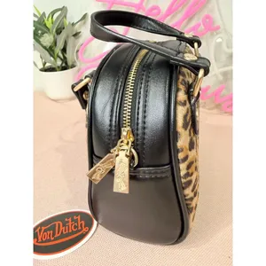 Von Dutch Women's Leopard Pony Hair Bowling Bag Satchel Handbag sale $169 MSRP thumbnail 3