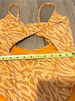 Aerie tiger cheetah print‎ cutout one piece swimsuit orange size large thumbnail 9