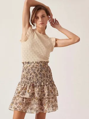 Current Air Anthropologie Ruffle Crewneck Mini Sweater Dress Size Small thumbnail 1