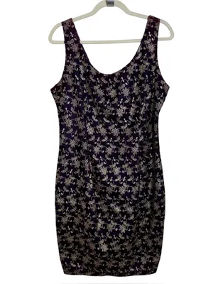 Vintage Jessica McClintock Gunne Sax Velvet Mini Dress 13/14 NWT Purple Gold thumbnail 2