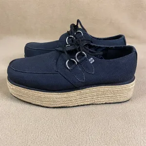 TUK Footwear Black Canvas Platform Shoe‎ Sneaker Lace Up Women's Casual US 7 EUC thumbnail 4