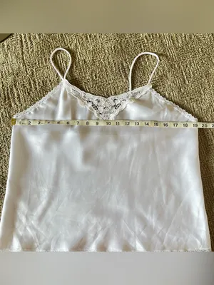 Vintage body chic White Lace Trim bejeweled pearl detail Satin Camisole thumbnail 5
