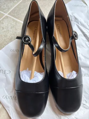 Classic Black Mary Jane Loafers with Low Block Heel thumbnail 7