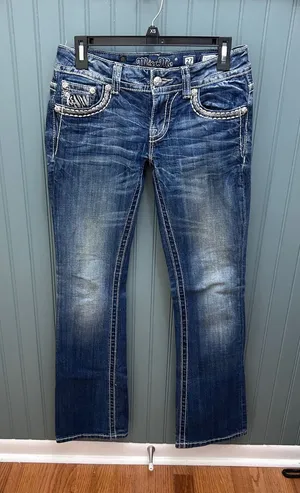 Miss Me JE8003B3L Womens Bootcut Jeans Blue Embellished Rhinestone Size 27 thumbnail 1