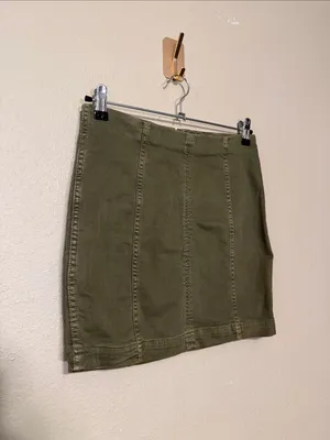 Free People Modern Femme Denim Olive Green Fitted Comfortable Soft Mini Skirt 4 thumbnail 5