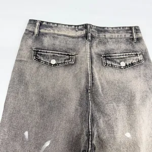 Acid Wash Wide Leg Paneled Denim Jeans Gray Streetwear Measurements in Photos thumbnail 8