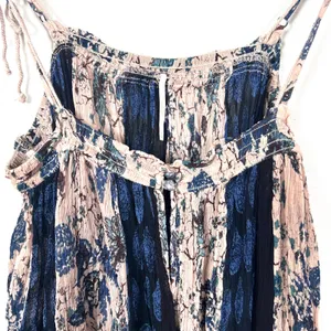 Free People Top Womens M Secret Love Pleated Trapeze Slip Dress Navy Floral Boho thumbnail 12
