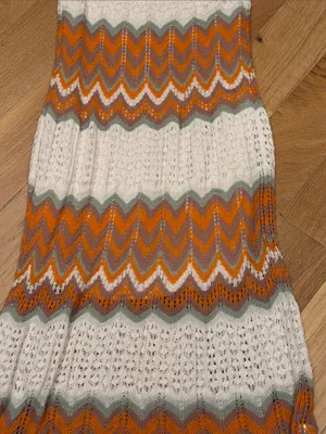 Petal & Pup White Maxi‎ Skirt/dress with Orange Chevron Stripes 6 thumbnail 2