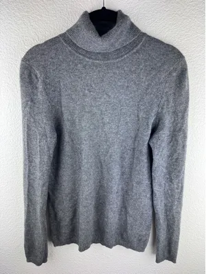 Charter Club 100% Cashmere Turtleneck Sweater Grey Womens Size S Preppy‎ luxury thumbnail 1