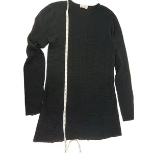 Raey Black Organic Cotton Textured Pointelle Crochet Knit Sweater‎ Dress Italy thumbnail 14
