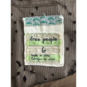 Free People Olive Green Eyelet Lace Up Tiered Mini Dress Size 6 Boho Cottagecore thumbnail 11