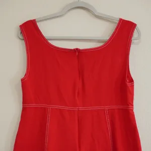 Urban Renewal Large Mini Dress Red Contrast Stitch Sleeveless Retro Mod thumbnail 4