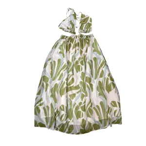 Commense Tropical Sunkissed Cutout Open Back Resort Green Maxi Dress Small thumbnail 3
