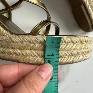 Nine West Jill Metallic Gold Classic Espadrille Wedge Sandals Size 9 thumbnail 8