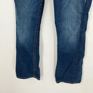 True Religion back pocket logo bootcut denim blue jeans western style size 29 thumbnail 9
