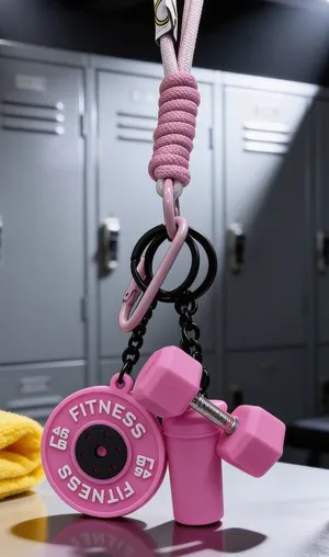 Pinkness Fitness Keychain Set w/ Wristlet bracelet thumbnail 1