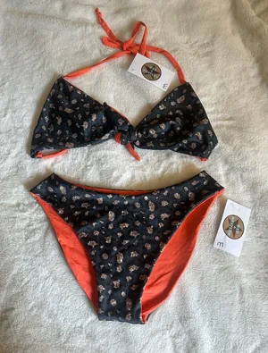 Wet & Western Reversible Leopard Bikini Top & Bottom SZ M thumbnail 1