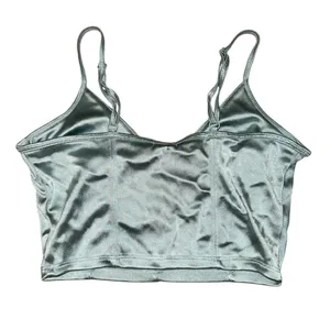 Garage light blue sleek shiny silver blue long line bra women’s size P/S thumbnail 2