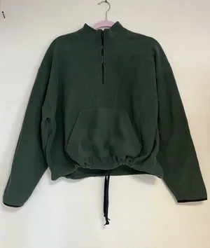 PINK Victoria's Secret Olive Green Half-Zip Fleece Pullover thumbnail 1