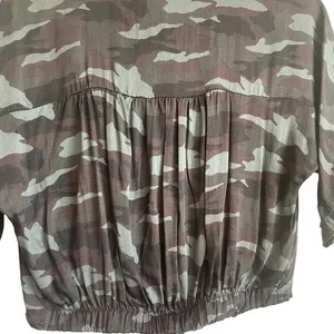 American Eagle Womens Camo Cropped Tie‎ Front Shirt S Green Brown Y2K Streetwear thumbnail 3