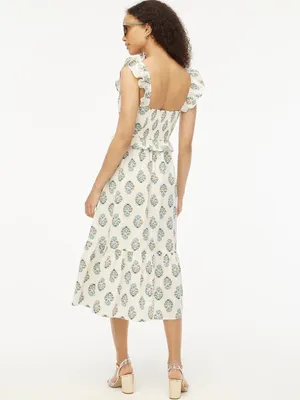NWT J. Crew Size 8 Blue White Tiered Ruffle Floral Medallion Midi Dress NEW thumbnail 4