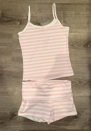 Pink X Frankie’s Bikinis Set Peony Stripe Size Small Top XS Shorts thumbnail 1