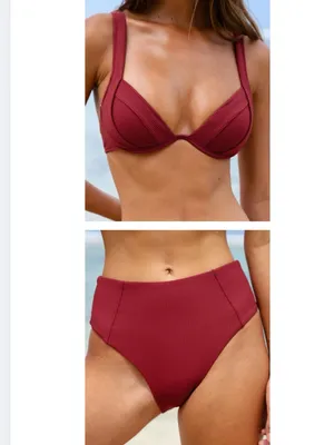 Berlook High Waist Full Coverage Bikini Jacquard Medium Red thumbnail 2