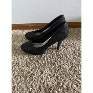Silver Slipper Women's Black Rhinestone Round front 3"‎ heels size 8 thumbnail 5