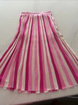 Express Striped knit cream pink and magenta longer skirt with side slit size M‎ thumbnail 1