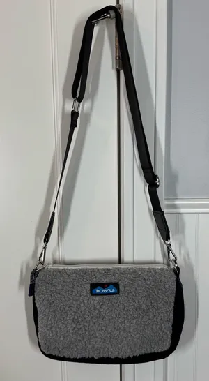 Kavu So Snuggy Crossbody Purse gray corduroy‎ & Sherpa Gorpcore granola girl thumbnail 1
